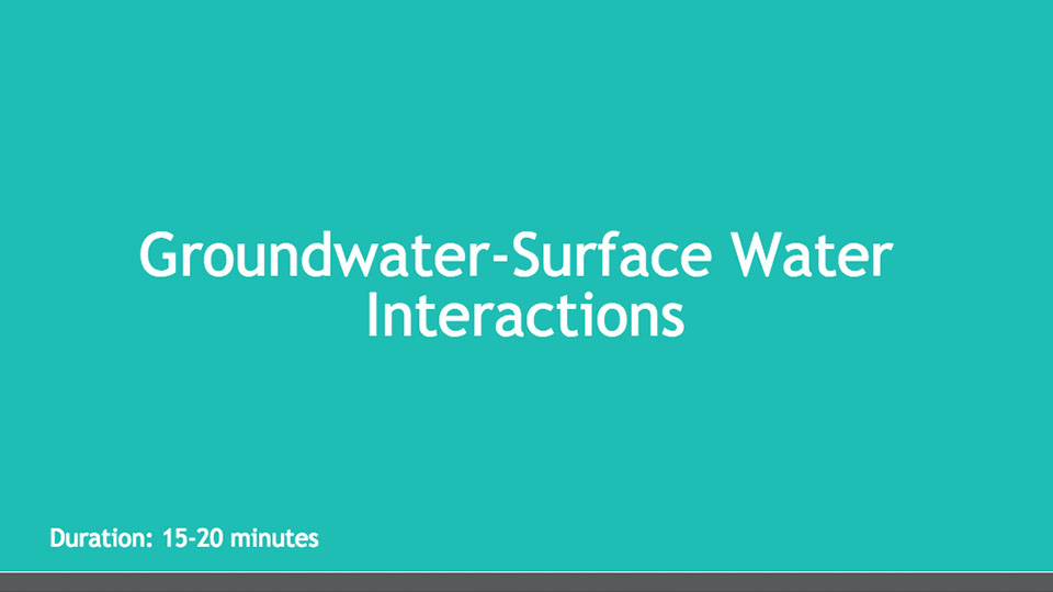 Groundwater Surface Water Interactions Educational Module 2